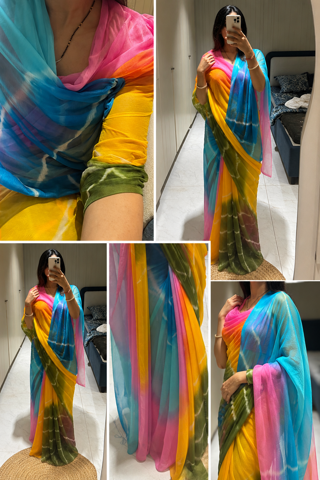 Pachrangi Leheriya Saree