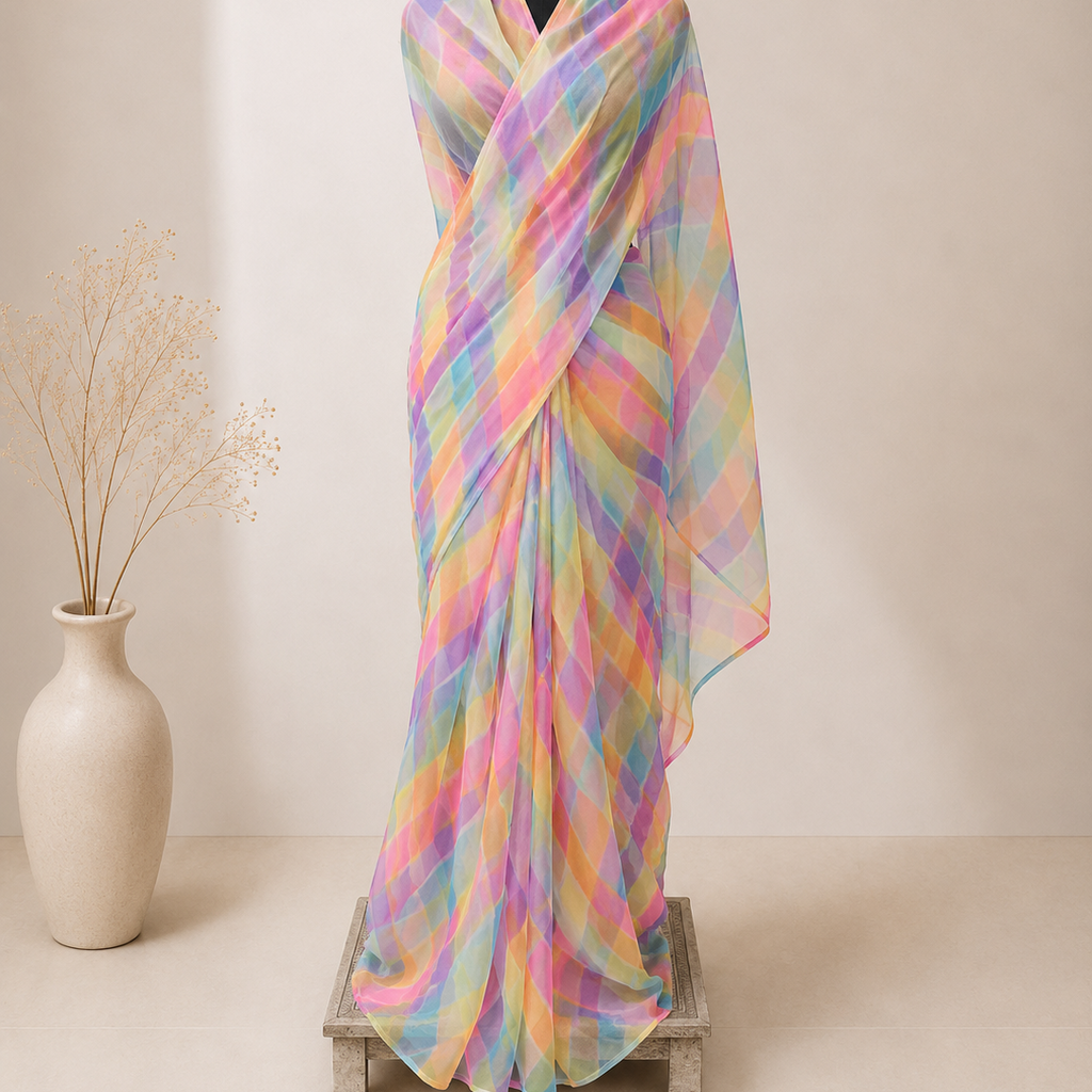 Samdhar leheriya saree