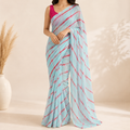 Pastel blue leheriya saree